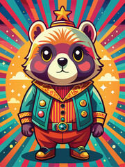 A Cartoon Bear in a Retro Outfit and a Star on Its Head