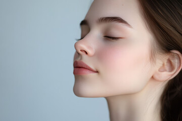 Fototapeta premium A close up of a girl's face with her eyes closed