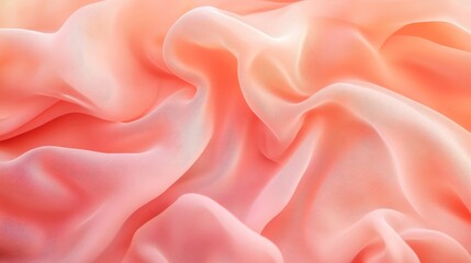 Obraz premium A close-up shot of smooth, soft pink fabric with gentle waves and folds, symbolizing elegance, delicacy, femininity, serenity, and beauty.