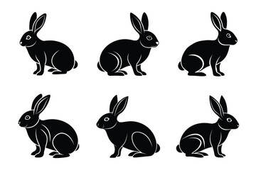 Simple and Clean Rabbit Silhouette Vector Illustration Bundle.