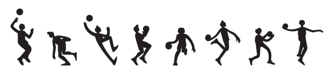Obraz premium Vector collection of silhouetted Basketball player.