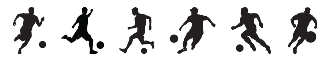 Vector collection of silhouetted football player.