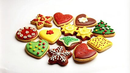 Assortment of Colorful Decorated Christmas Cookies