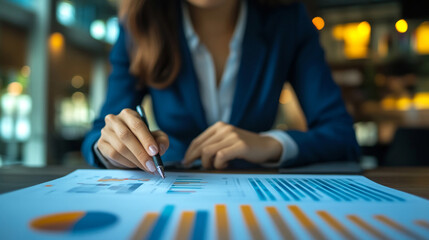 Fototapeta premium A businesswoman analyzing market trends and making strategic decisions. businesswoman analyzing