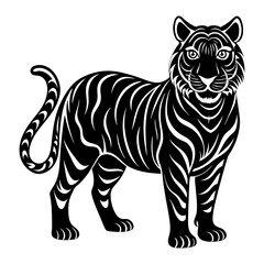Tiger hand drawn animal illustration, transparent background vector image