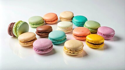A Collection of Colorful Macarons on a White Surface