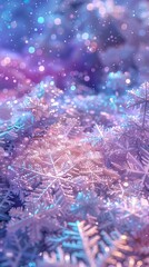 Fototapeta premium Abstract Background of 3D Snowflakes in Gradient Soft Pink and Blue