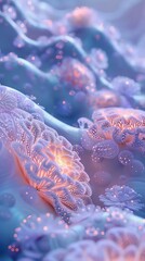 Obraz premium Abstract Background of 3D Snowflakes in Gradient Soft Pink and Blue