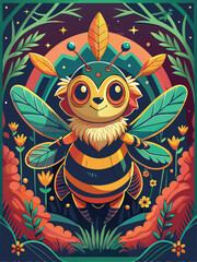 A Friendly Bee-Like Creature in a Floral Garden