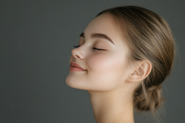 Fototapeta premium A close up of a girl's face with her eyes closed
