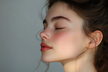 Fototapeta premium A close up of a girl's face with her eyes closed