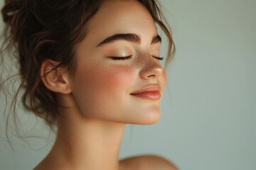 Fototapeta premium A close up of a girl's face with her eyes closed