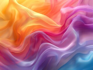 Obraz premium A vibrant swirl of colorful silk fabric, showcasing flowing textures in orange, pink, and purple hues.