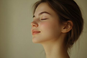 Fototapeta premium A close up of a girl's face with her eyes closed