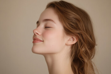 Fototapeta premium A close up of a girl's face with her eyes closed