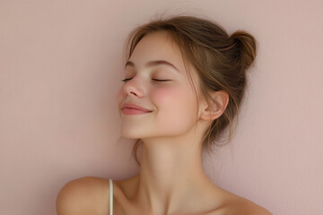 Fototapeta premium A close up of a girl's face with her eyes closed