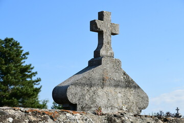 France, Roisey, Loire. Cemetery, dead person.