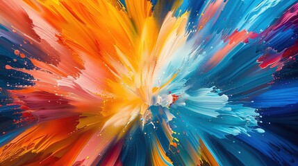 Obraz premium A vibrant explosion of colors blending seamlessly, creating an abstract masterpiece that captures energy and emotion.