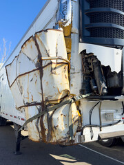 damaged trailer after a crash accident