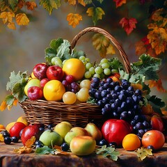 Rustic Autumn Harvest with Pumpkin and Sunflowers