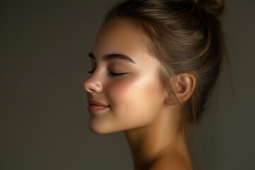 Fototapeta premium A close up of a girl's face with her eyes closed