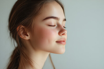 Fototapeta premium A close up of a girl's face with her eyes closed