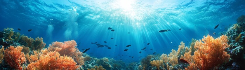 Vibrant Underwater Coral Reef with Fish