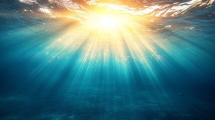 Fototapeta premium Sunlight Rays Underwater in Ocean