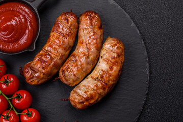Grilled pork or chicken sausages with salt, spices and herbs