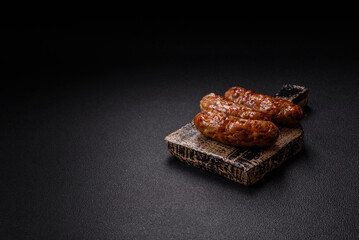 Grilled pork or chicken sausages with salt, spices and herbs