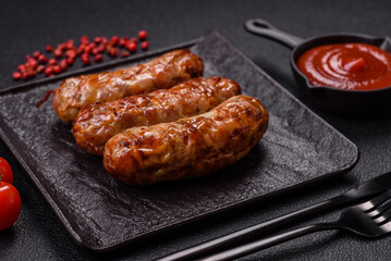 Grilled pork or chicken sausages with salt, spices and herbs