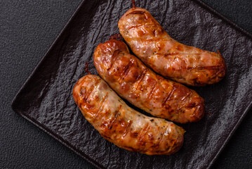 Grilled pork or chicken sausages with salt, spices and herbs