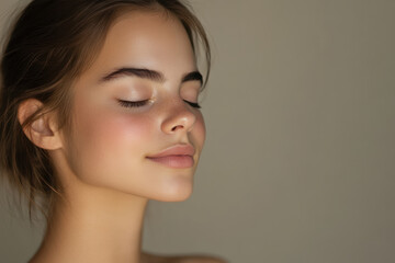 Fototapeta premium A close up of a girl's face with her eyes closed