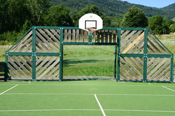 Naklejka premium France, Roisey, Loire. Children's playground in summer.