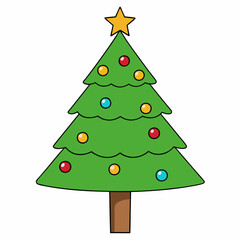 Fototapeta premium green christmas tree, christmas tree vector illustration, christmas vector art, tree silhouette, tree vector icon, eps