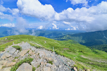 Panoramic Landscape of Hakuba Happo One and the Japanese Alps in Nagano, Japan