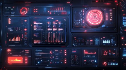 Obraz premium Dark mode UI elements and futuristic backgrounds