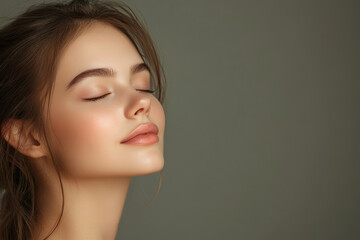 Obraz premium A close up of a girl's face with her eyes closed