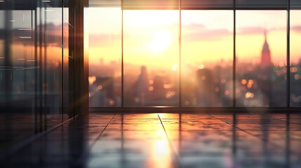 Fototapeta premium Blurred background view from the window of a modern business building