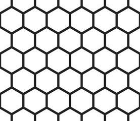 Hexagon vector pattern. Plain hexagon grid with bold cells. Large hexagon shapes. Seamless tileable vector illustration.