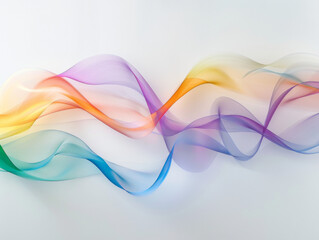 Colorful Waves on White Background, Generative AI Illustration