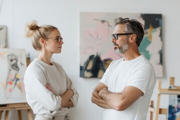 Obraz premium Collaborative Financial Planning: Profile of a Financial Adviser and Artist Strategizing Irregular Income