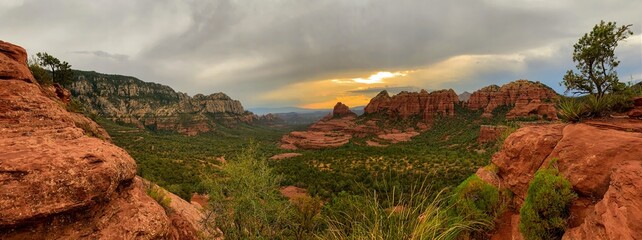 Sedona Red Rocks at Sunset on a Rainy Evening