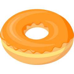  Donut with orange color frosting. Orange donut. Isolated. Orange glaze donut.