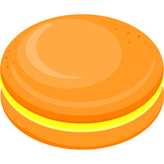 Original name(s): Orange macaron with yellow filling. Isolated. Baked goods.