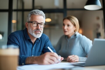 Fototapeta premium Strategic Financial Planning: Advisor and Client Setting Priorities Together