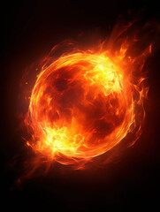 Intensely Radiant Fiery Sphere Engulfed in Flames Representing a Cosmic Explosion in Space