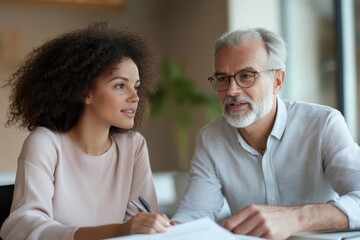 Financial Adviser Providing Expert Goal-Setting Advice to Client in Profile View