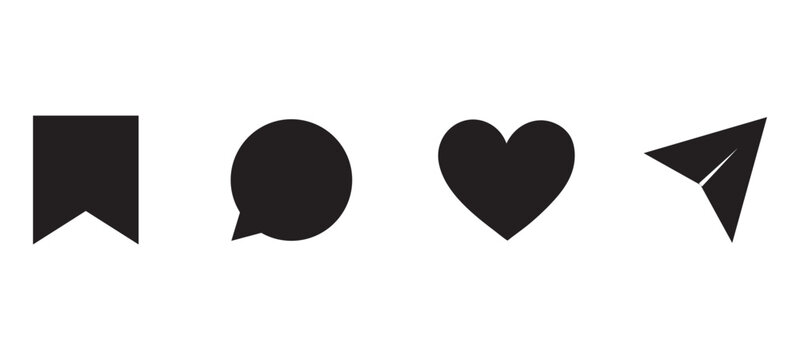 Share, save, like and comment icon set. Vector EPS 10