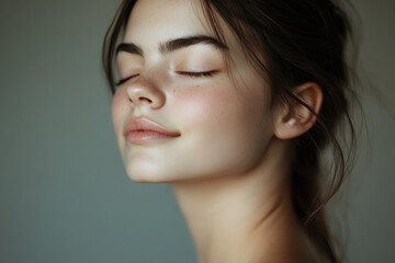 Fototapeta premium A close up of a girl's face with her eyes closed